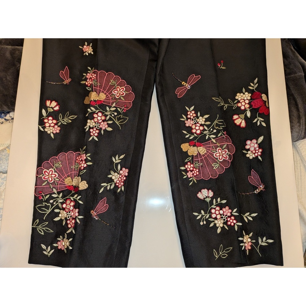 Vtg Y2K 90's Depeche Mode 100% Silk Trousers Pants Whimsigoth Fairy Butterfly 8